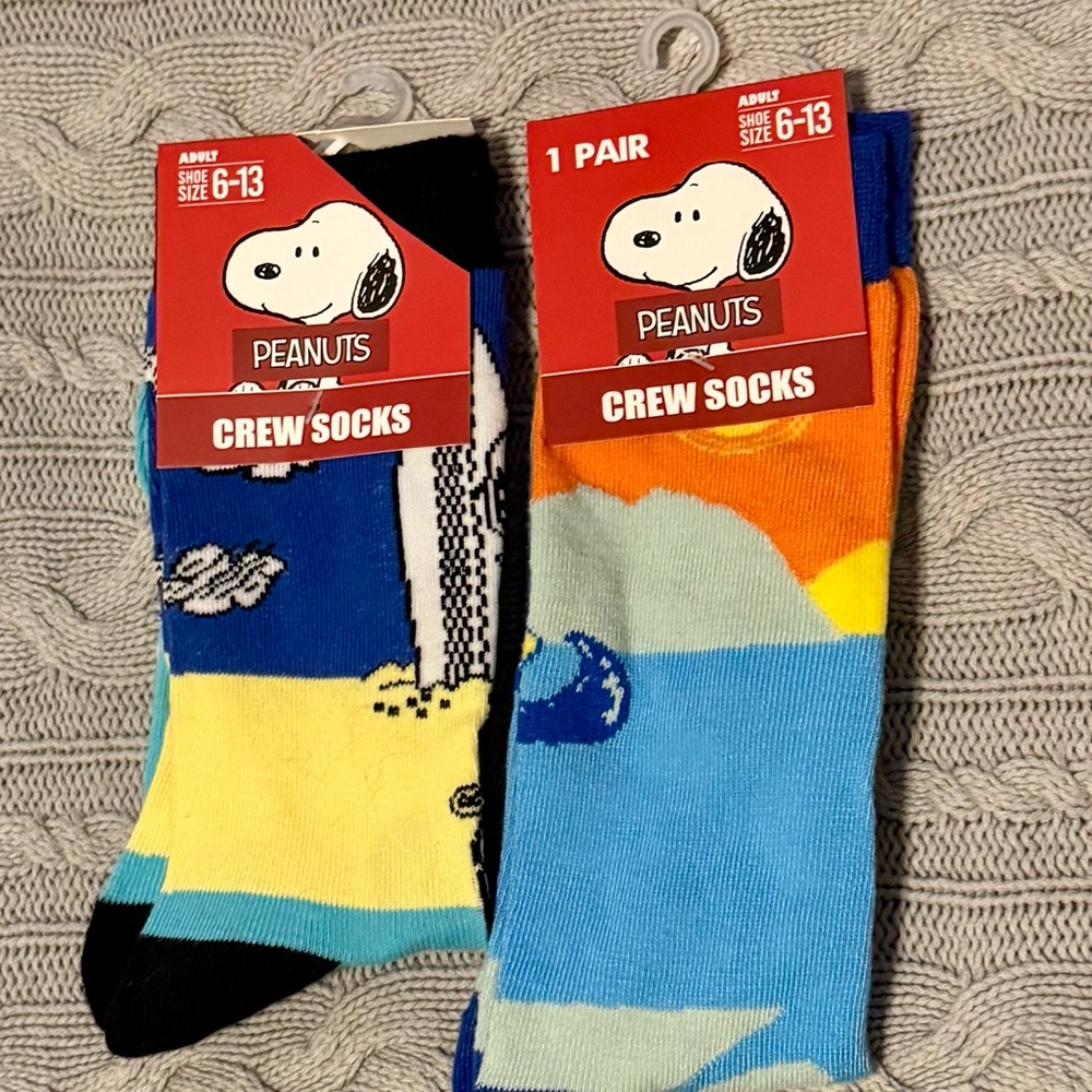Snoopy Peanuts Socks Watersports Bundle - 2 Pair - New